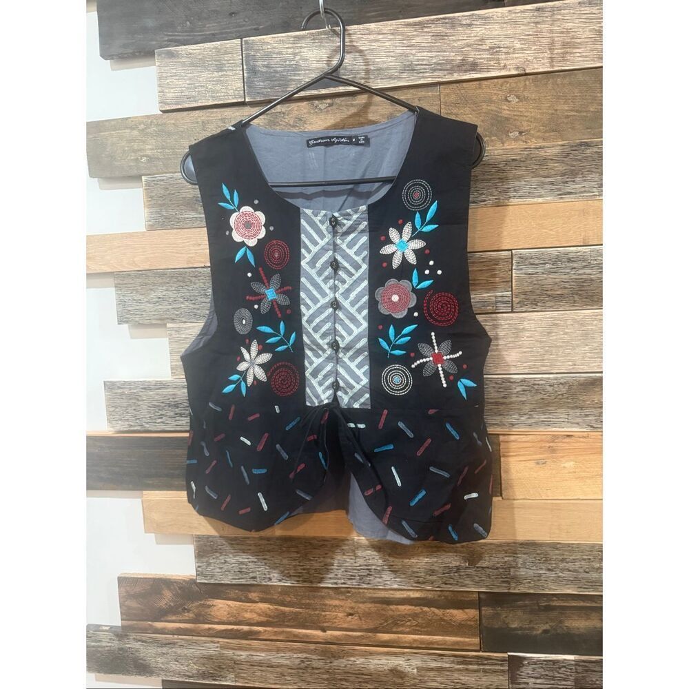 Gudrun Sjoden embroidered vest size Medium
